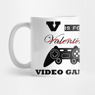 V Is For Video Games Funny Valentines Day Gamer Boy Mug